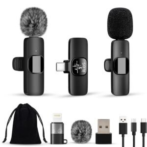 ILOS Wireless Lavalier Microphone for iPhone & Android Clip-On Mic, Noise Reduction, 65ft Range, 8H Battery, Bluetooth, Plug & Play - Ideal for Vlogging, YouTube, Podcasts, Interviews