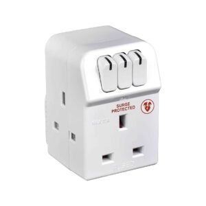 Masterplug Three Socket Surge Protected Adaptor with Individual Switches