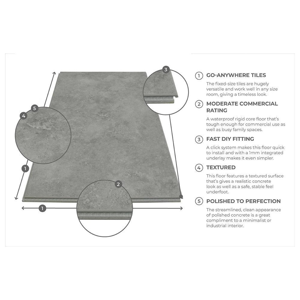 Spectra Luxury Rigid Core Click Vinyl Flooring Smoke Grey Tile - Image 4