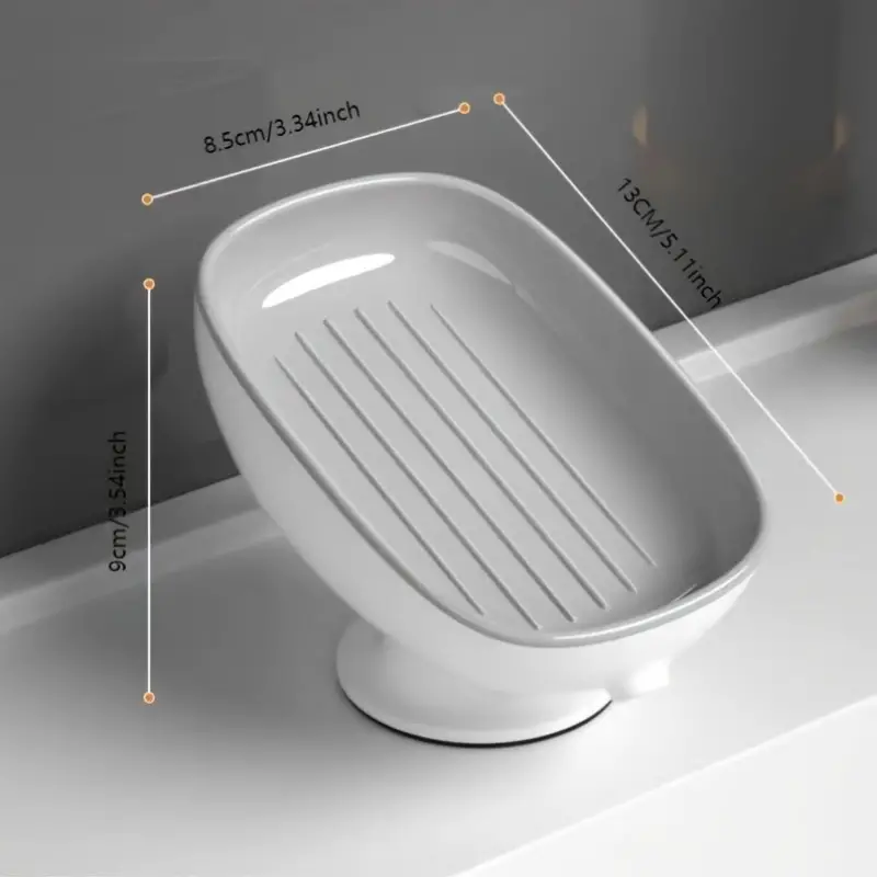 Angle Adjustable Soap Dish for Bathroom, Wall-Mounted Plastic Oval Soap Holder with Drain, Luxurious Removable Soap Tray
