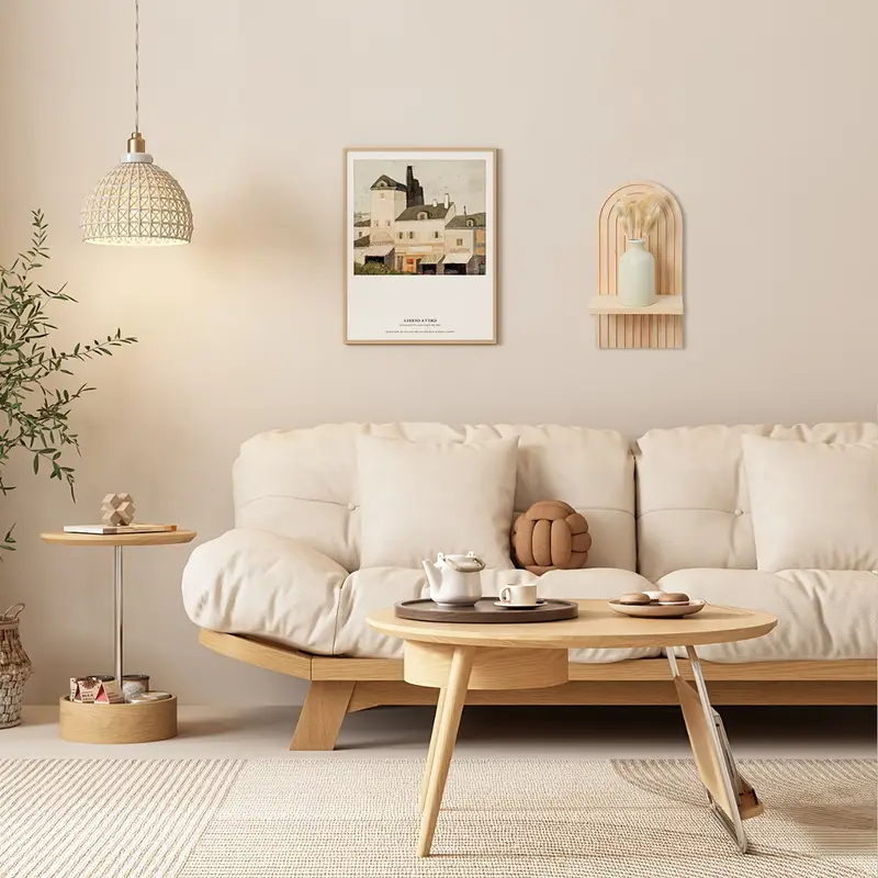 2pcs Boho Chic Wooden Rainbow Wall Shelves - Image 2