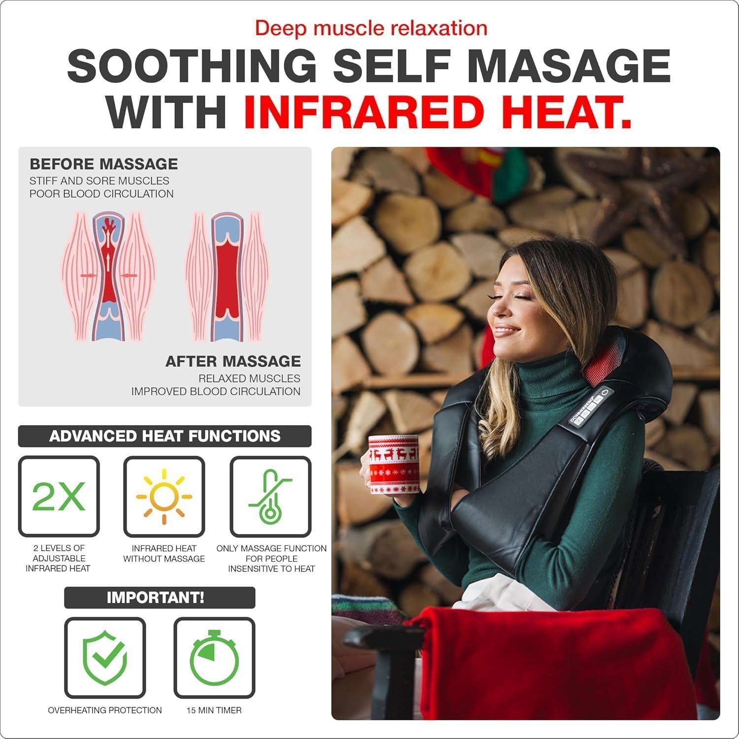 Donnerberg Neck Massager with Heat / 7 Years Warranty/Shiatsu Neck, Shoulder Back Massager for Pain Relief & Relaxation - Image 5