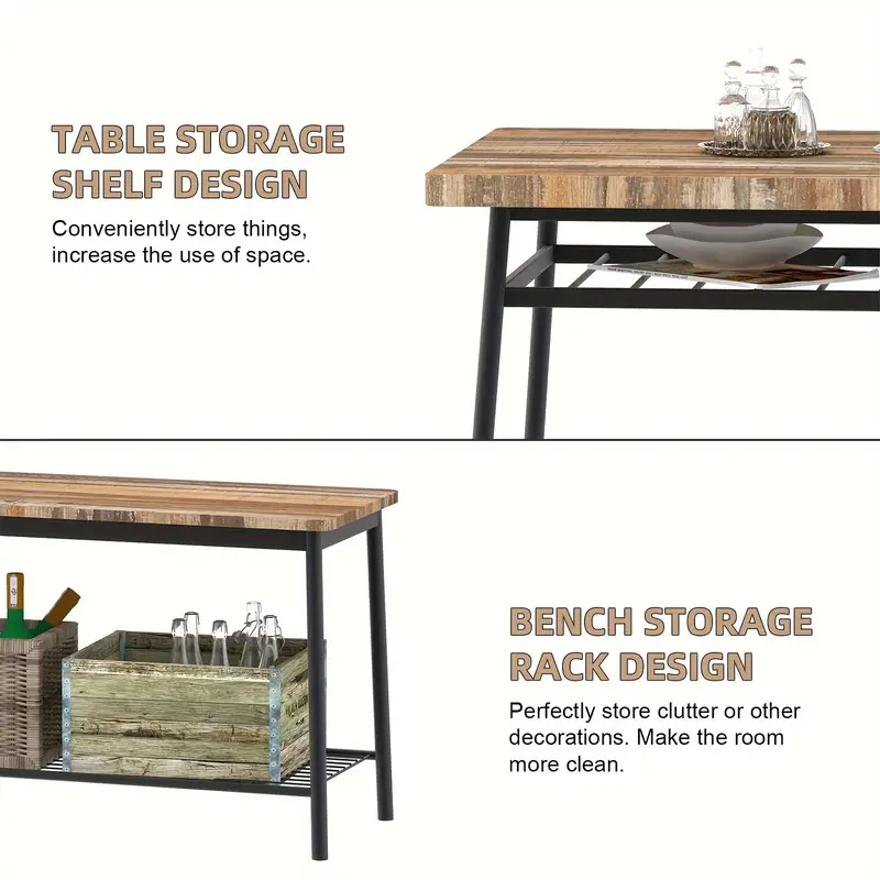 6 Piece Dining Table Set, Kitchen Table And Chairs, Dining Room Dinner Table Set - Image 3