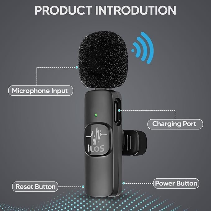 ILOS Wireless Lavalier Microphone for Android Clip-On Mic, Noise Reduction, 65ft Range, 8H Battery, Bluetooth, Plug & Play - Ideal for Vlogging, YouTube, Podcasts, Interviews - Image 4