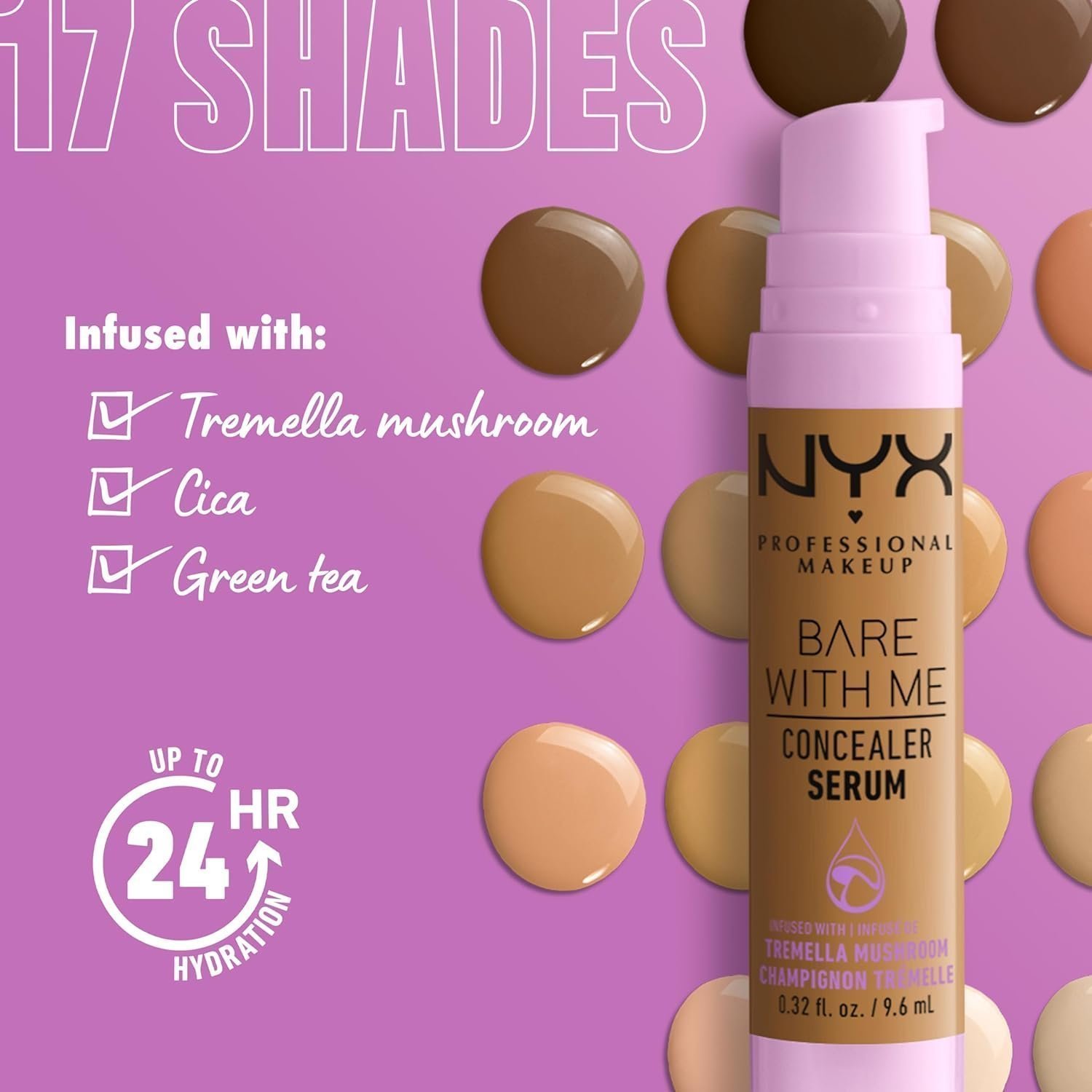 NYX Professional Makeup Bare With Me Concealer Serum, Vanilla, 9.6ml - Image 2