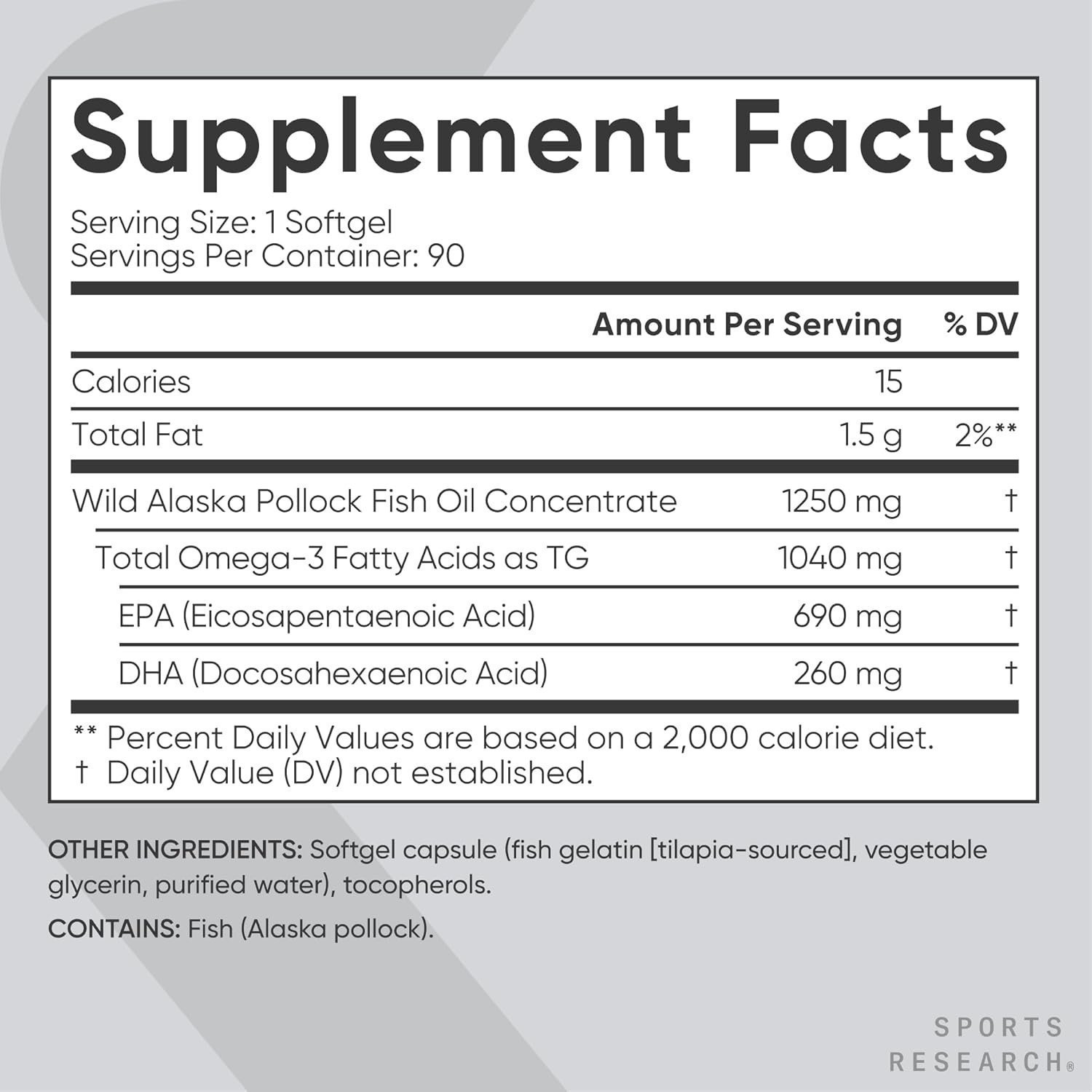 Sports Research Triple Strength Omega 3 Fish Oil - 1250 mg, 90 ct - Image 5