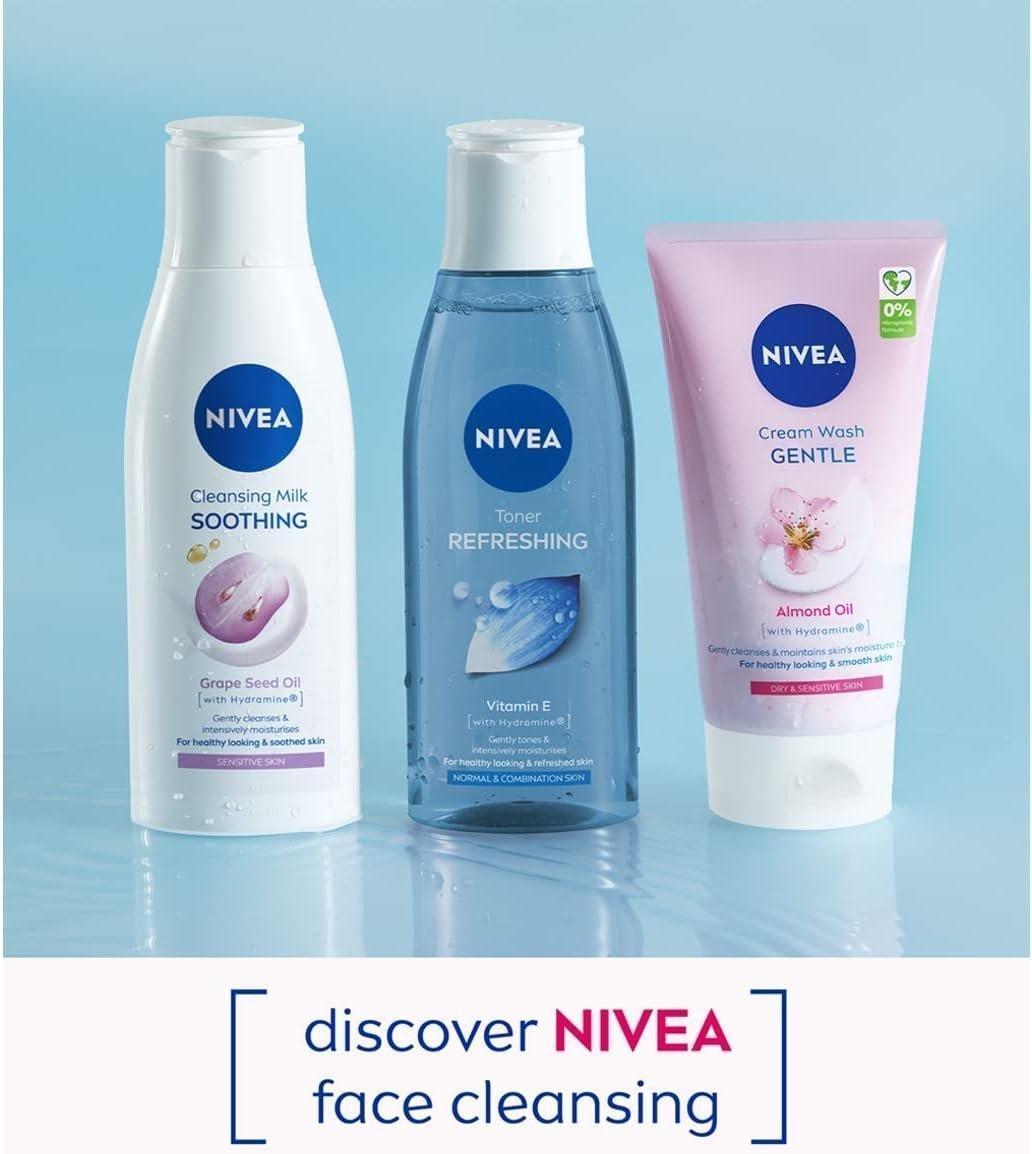 NIVEA Gentle Face Cream Wash (150ml), Face Cleanser with Almond Oil and Hydramine Gently Cleanses for Smooth Skin - Image 4