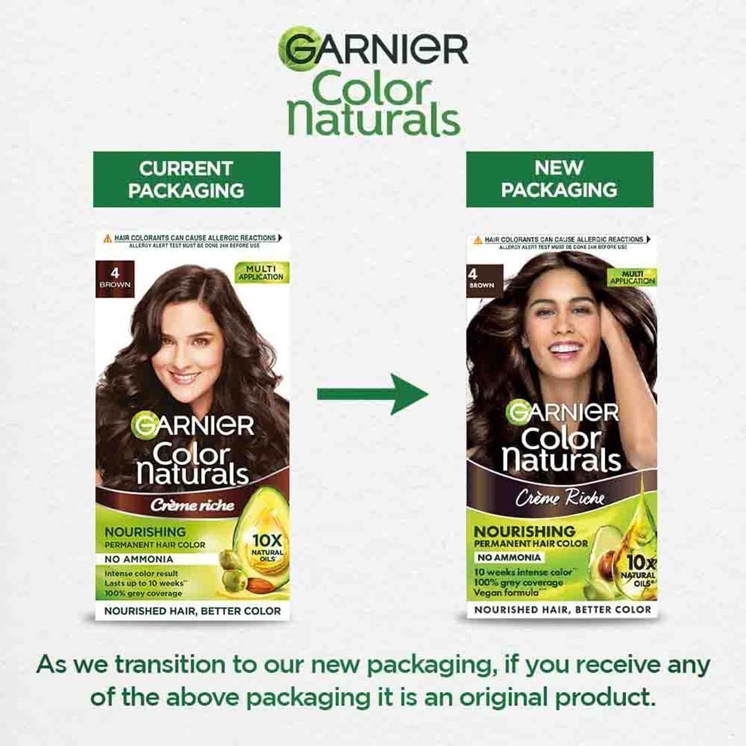 Garnier Color Naturals Crème hair color, Shade 4 Brown, 70ml + 60g - Image 3
