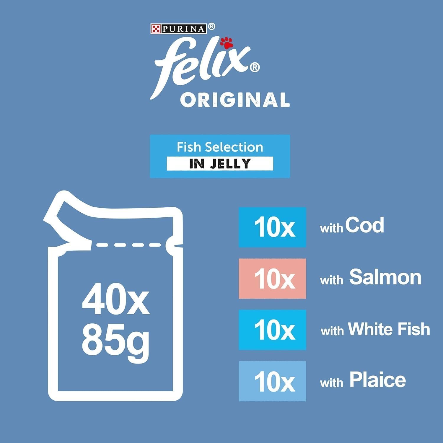 FELIX ORIGINAL Fish Favourites in Jelly Wet Cat Food 40x85g - Image 2