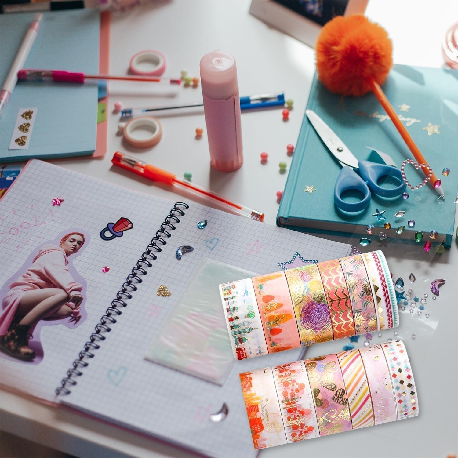 Vanyibro Washi Tape Set,12 Rolls, Floral or Starry Sky Decorative Masking Tapes for DIY, Arts & Crafts - Image 3