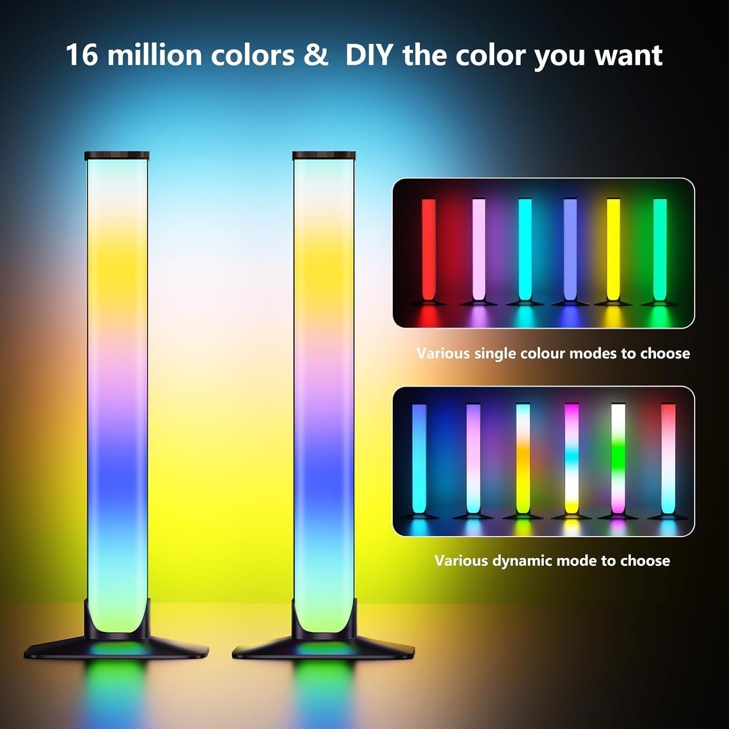 Auplf LED Light Bar,2PCS Smart RGB Light Bar Gaming Lights TV Backlights Color Changing Mood Light Sync with Music for PC - Image 3