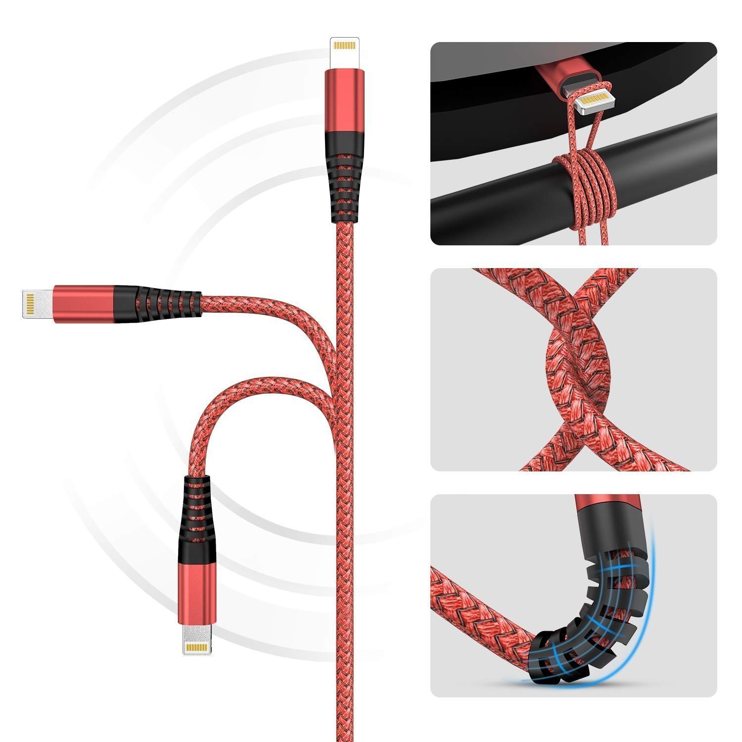 Ofuca iPhone Charger Cable, Lightning Cable 3Pack 6FT/1.8M iPhone Charger Braided Long iPhone USB Fast Charging Cable Compatible with iPhone 14/13/12/11/Pro/Xs Max/X/8/7/Plus/6S/6/SE/5S iPad and More - Image 6