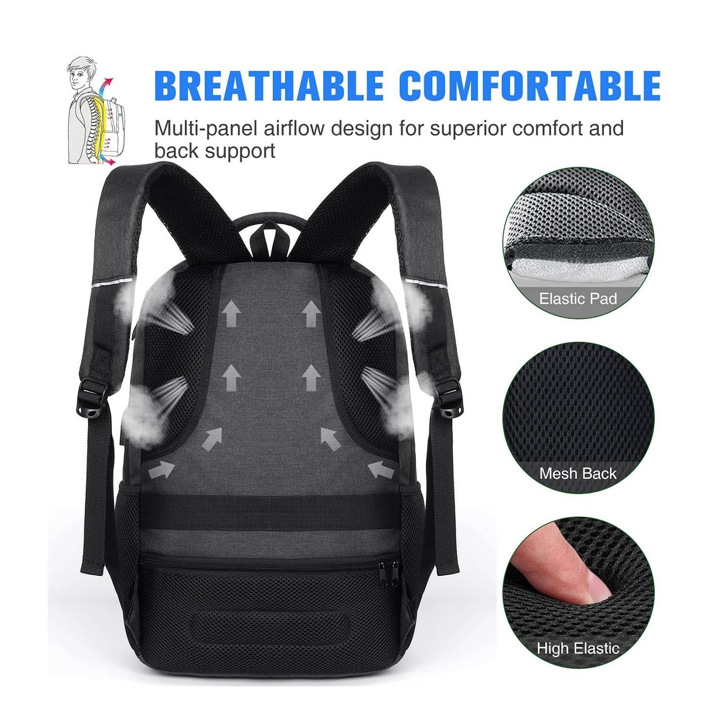 School Backpack Boys / Girls / Teenagers, Backpack School, Laptop Backpack for Men - Charcoal, 15,6 Zoll, Rucksack - Image 3